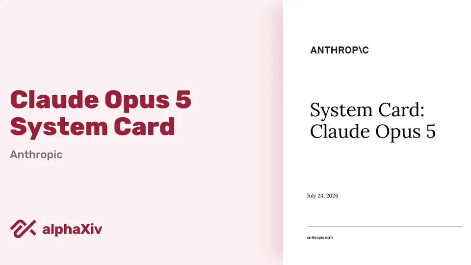 A cover graphic depicting the System Card documentation for Anthropic's Claude Opus 5.