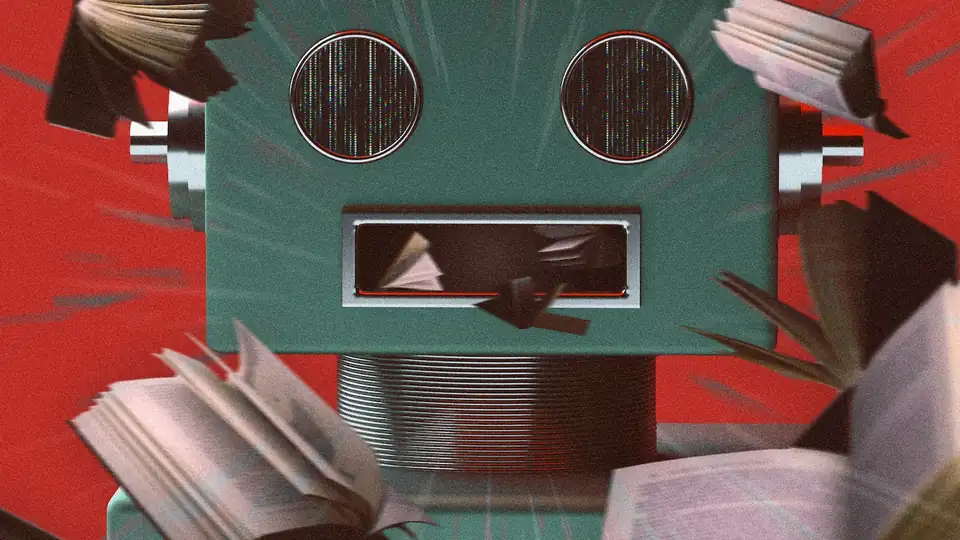 An editorial illustration symbolizing how AI-driven interruptions disrupt deep focus and intellectual work.