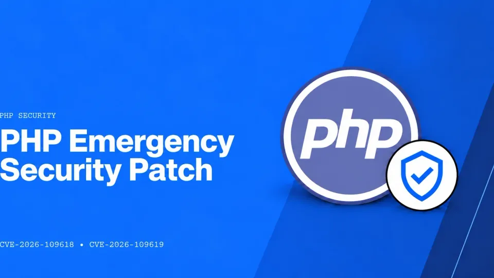 A cybersecurity advisory graphic highlighting critical PHP zero-day vulnerabilities CVE-2026-109618 and CVE-2026-109619.