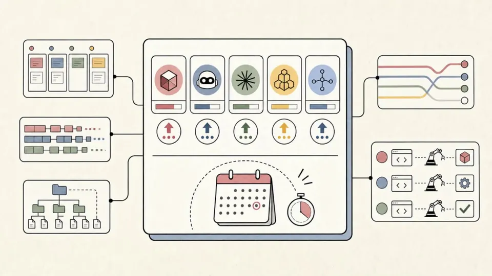 A conceptual diagram illustrating modular architecture routing and automated optimization workflows.