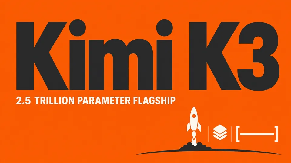 A professional promotional graphic highlighting Moonshot AI's Kimi K3 flagship model.