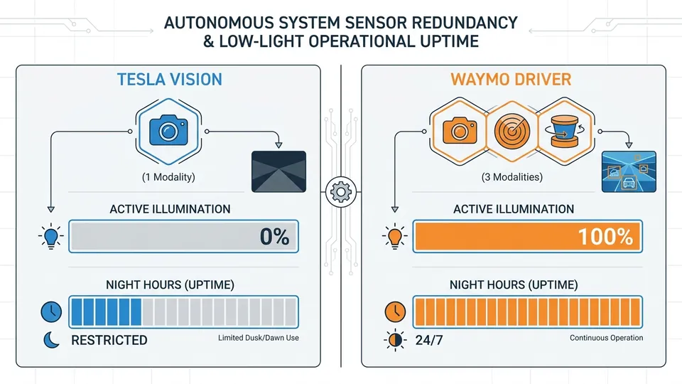 Infographic: Why Tesla's Camera-Only Robotaxi Fails the Night Shift