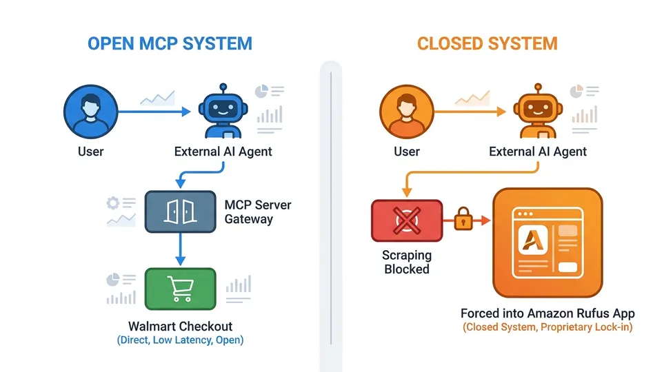 Infographic: Walmart vs Amazon: The Open Protocol Flank in Agentic Retail
